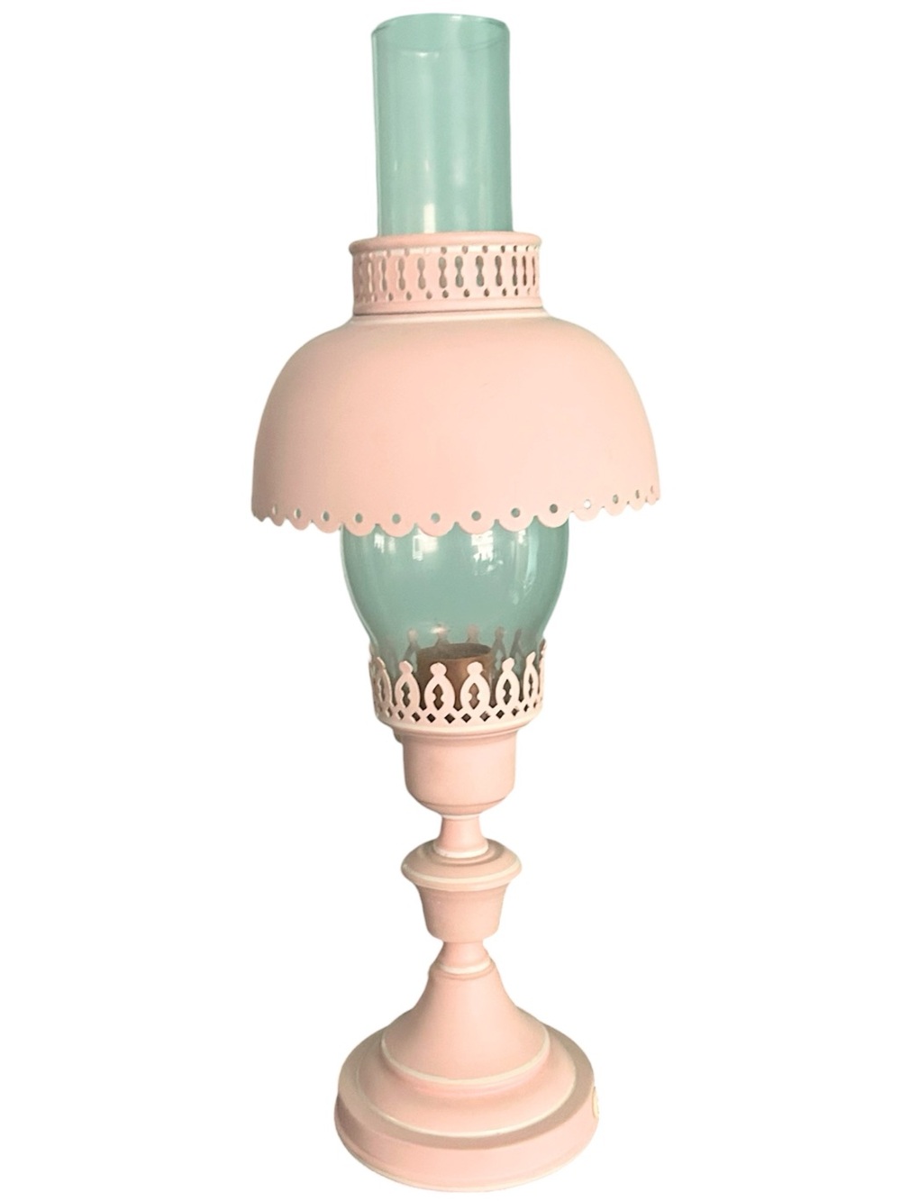 Vintage Hurricane Table Desk Bedroom Lamp Pink 17.25” - Picture 7 of 11
